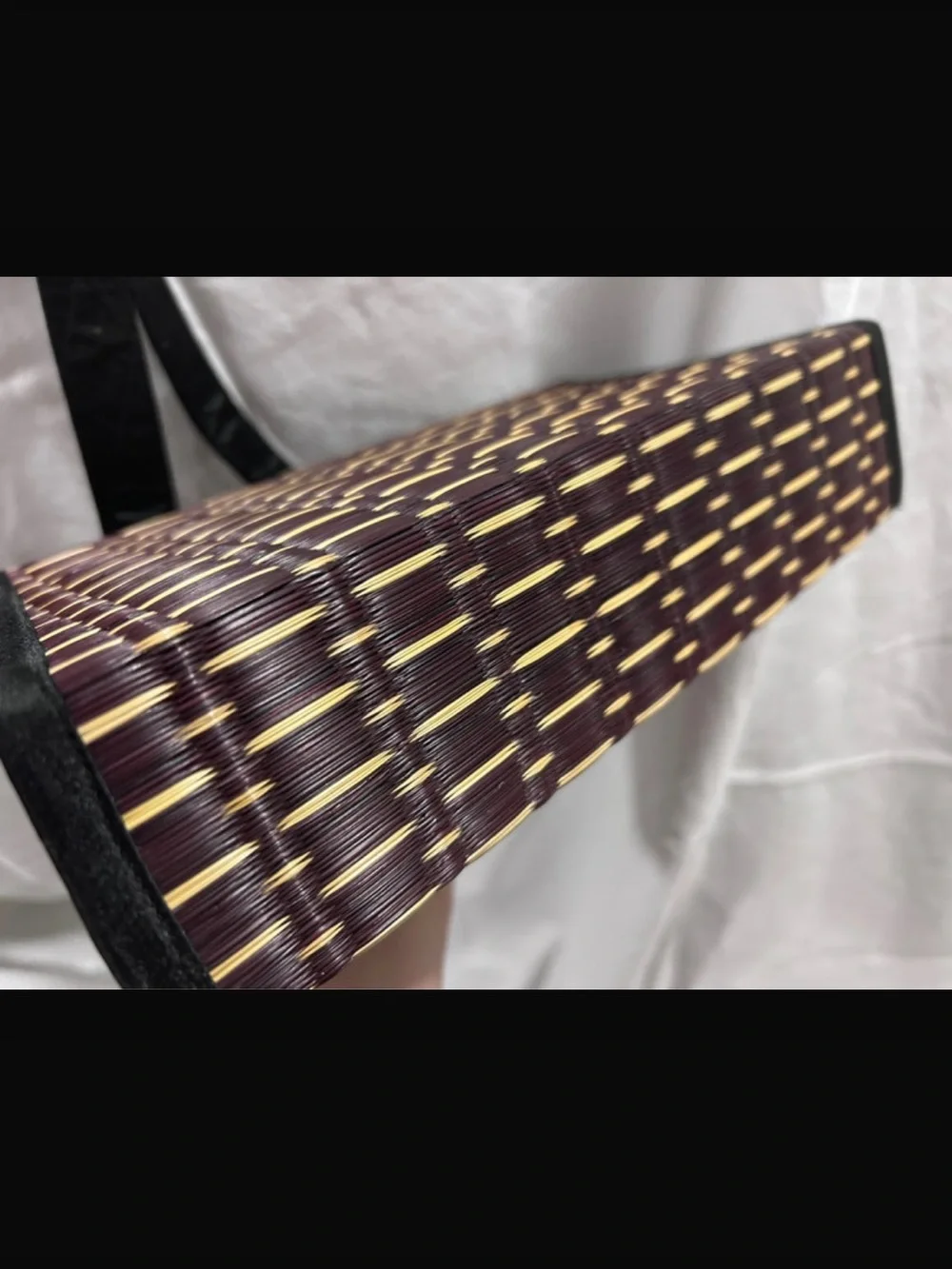 Baskets of Cambodia Woven Pattern Crossbody Bag in Black and Tan